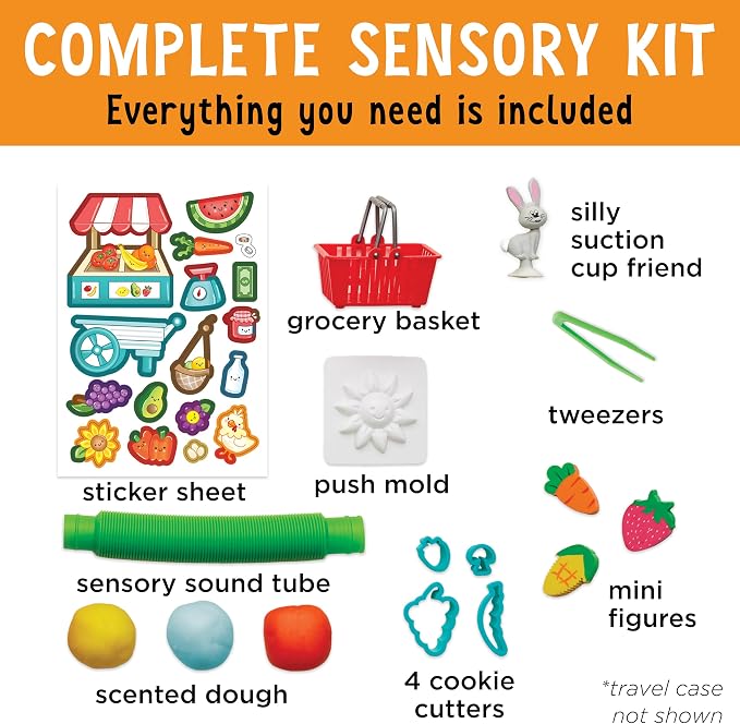 Creativity for Kids Sensory On The Go: Farmers Market - Preschool and Toddler Learning Sensory Kit, Sensory Bin Toddler Activities for Ages 3-5+