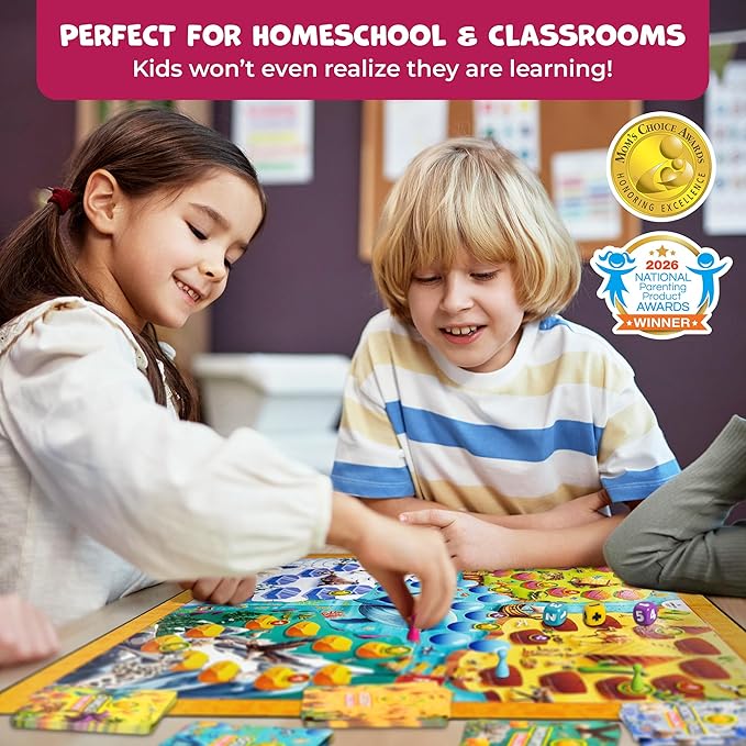 Number Hunter Math Board Game for Kids 5-7, 1st Grade & Kindergarten | Addition and subtraction game, STEM toy for 5+ year old, homeschool essentials, classroom learning, family game night