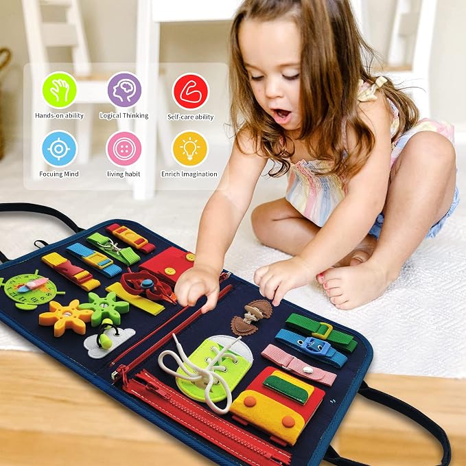 LearnToy Busy Board - Dinosaur Montessori Toys for 3 4 5 Year Old - Sensory Toys for Autistic Children - Toddler Travel Toys - Busy Book for Toddlers Activities as Boys Girls Gift | Sensory Toys for Autistic Children - Toddler Travel Toys - Busy Book f...