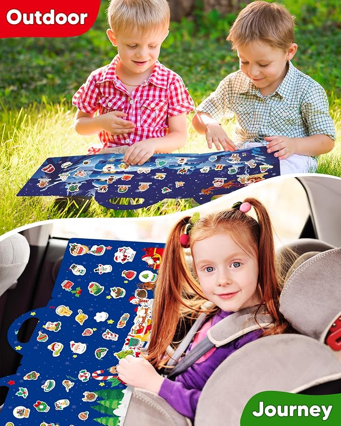 Walenced Reusable Sticker Book for Toddlers, Stickers for Kids, Toddler Toy | Toddler Craft Activities, Toddler Travel Toys, Boy Girl Birthday Gifts, Airplane Travel & Road Trip Essentials Kids