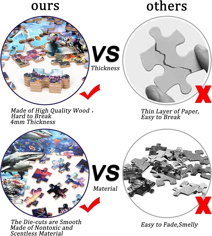 LELEMON Puzzles for Kids Ages 4-6 6-8 8-10 100 Pieces Jigsaw Puzzles for Kids Underwater World Ocean Learning Educational Puzzles Portable Box Pack Toy for Boys and Girls
