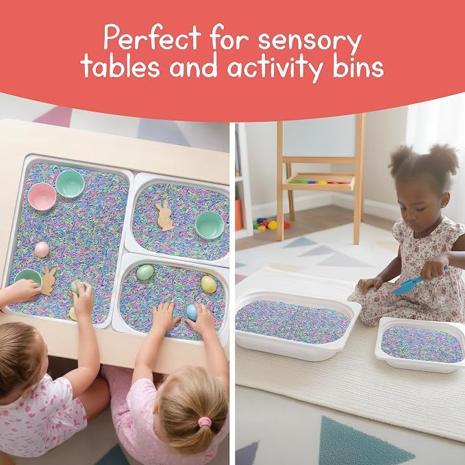Pastel Rainbow Sensory Play Rice for Kids, 2 lbs – Spring-Themed Sensory Bin Filler for Scooping, Pouring, Sorting & Creative Play – Perfect for Sensory Tables & Fine Motor Play – Ages 3+