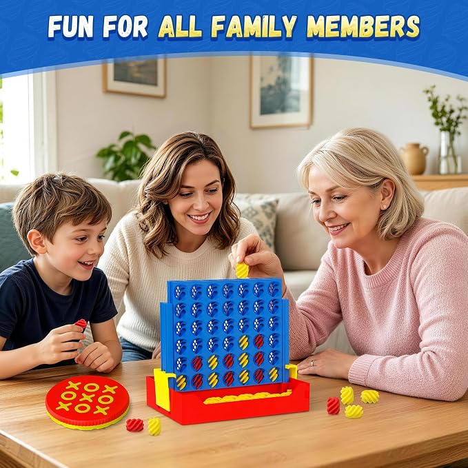 Tic Tac Toe Game & 4 in A Row Board Games Mini Tic Tac Toe Kids Travel Family Strategy Board Games for Kids & Adults Coffee Table Decor Indoor Outdoor Toys Gift
