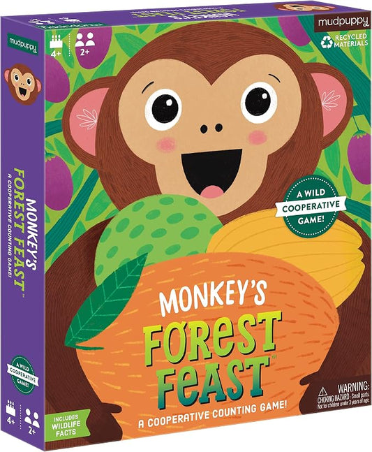 Monkey’s Forest Feast Cooperative Game from Mudpuppy, Great for Family Game Night, Easy to Play, Teaches Counting, Simple Math, and Color Matching, Ideal for 2+ players, Ages 4+, Instructions Included