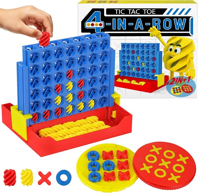 Tic Tac Toe Game & 4 in A Row Board Games Mini Tic Tac Toe Kids Travel Family Strategy Board Games for Kids & Adults Coffee Table Decor Indoor Outdoor Toys Gift