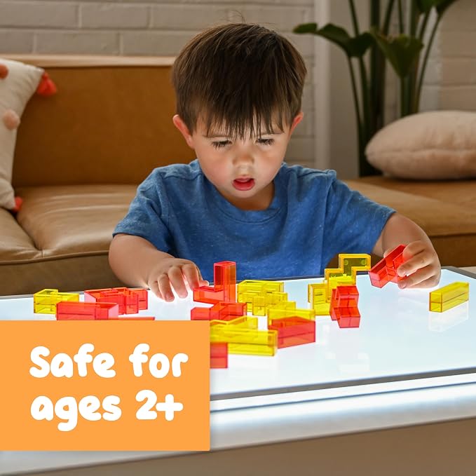 Spark & Wow Light Table Blocks, 12 Shapes, Two Colors | Toddler Sensory Building Blocks, Translucent Light Table Manipulatives, Sensory Toys for Toddlers