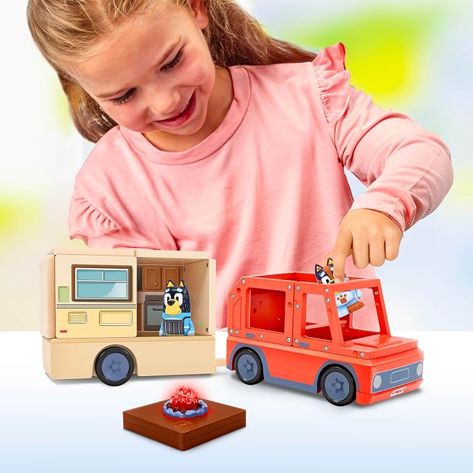 Tile Town Bluey Heeler Camper Magnetic Tile Set, 13 Pieces | Includes Bluey & Bingo figures, action tile; STEM building toy for kids ages 3+