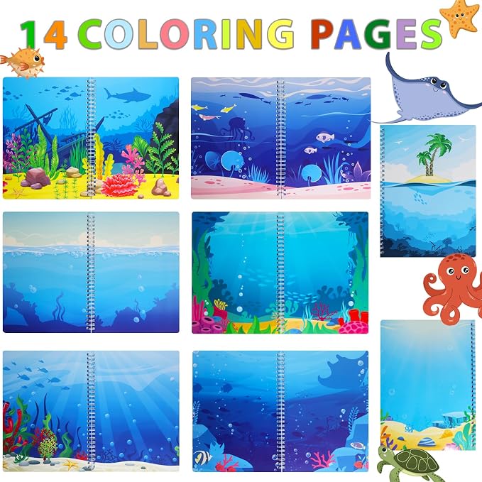 Jelly Sticker Books for Toddlers 2-4 Years, Under the Sea Stickers for Kids 1-3, Reusable Sticker Book for Toddler Easter Basket Stuffers ＆Travel Essentials Plane Activities (Under the Sea)