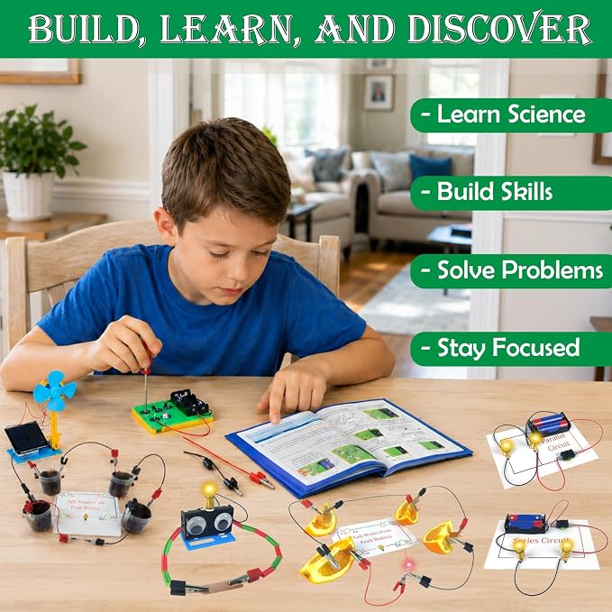 Circuit Sorcery Electric STEM Science Kit for Kids - 12 Power Missions Electricity & Electronics Experiments Lab - Energy Exploration Toy Kit for Boys & Girls - Educational Gift Ages 6+