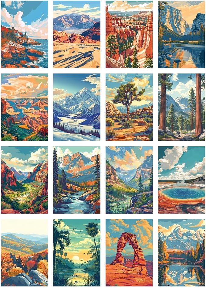 RoseArt - National Parks Jigsaw Puzzle Box Set - 16 Mini Puzzles, 100 Pieces Each - Colorful Puzzle Gift Set for Adults