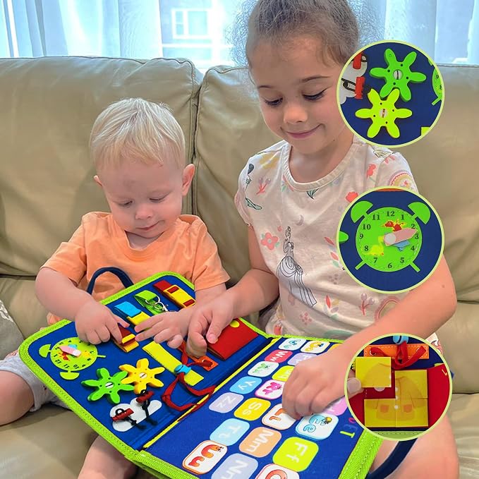 LearnToy Dinosaur Montessori Learning Toy for Toddlers Ages 3-5 Years, Busy Sensory Board with Educational Activities, Travel-Friendly Developmental Skills Toy | Busy Sensory Board with Educational Activities, Travel-Friendly Developmental Skills Toy