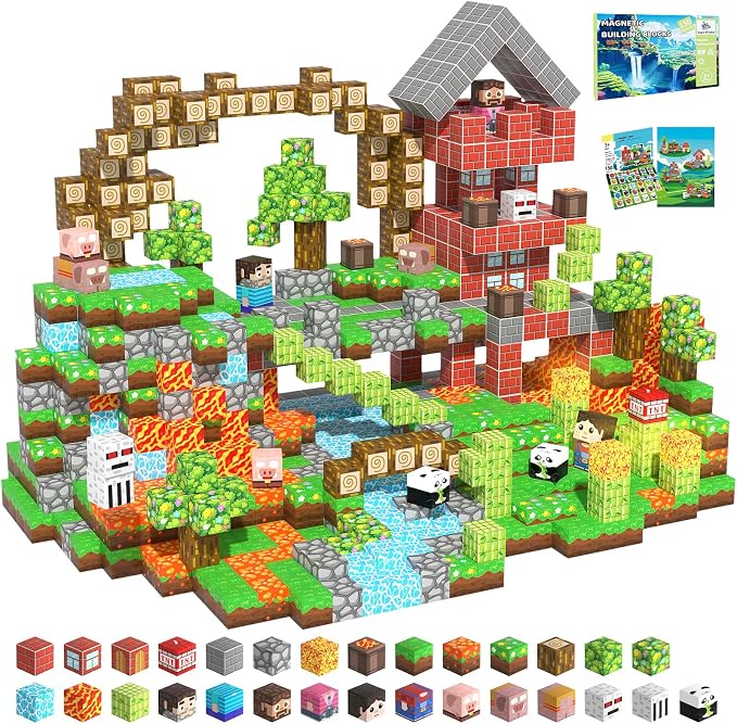 Magnetic Blocks, 150PCS Light Up Building Cube Toys Gifts for Kids | Magnetic Cubes, 0.8 inches Building Blocks, 2PCS Light Up Blocks, STEM Toys Christmas Birthday Gifts for Kids Boys Girls