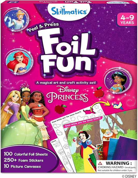 Skillmatics Foil Fun Disney Princess, Foil Art & Craft Kit, Gift for Kids | Travel Toy, Mess-Free Sticker Activity, DIY Decor, For Fans of Cinderella, Ariel & Jasmine, Girls & Boys Ages 4, 5, 6, 7, 8
