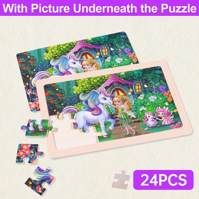 Wooden Puzzles for Kids Ages 3-5, 4 Packs Montessori Toddler Jigsaw Puzzles, Preschool Educational Toys for Children Ages 4-8, Puzzle Boards Toys for 3 4 5 6 7 8 9 Boys Girls (Animal B)
