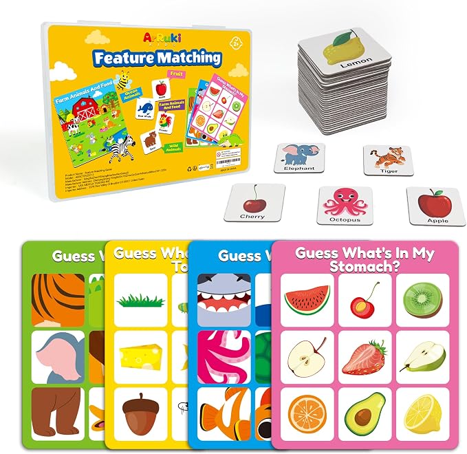 Magnetic Feature Matching Game Set with 4 Sortiing Mats, Memory Game for Kids Ages 2-4, Toddlers Sorting Toys for Kids 3 4 5, Special Education Classroom Supplies