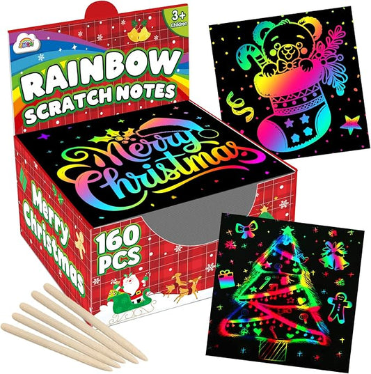 ZMLM 165 Pcs Rainbow Scratch Paper Art Notes - Stocking Stuffers for Kids | Mess Free Classroom Prizes,1st 2nd 3rd Grade School Activity Bulk, Back to School Gifts for Students from Teacher