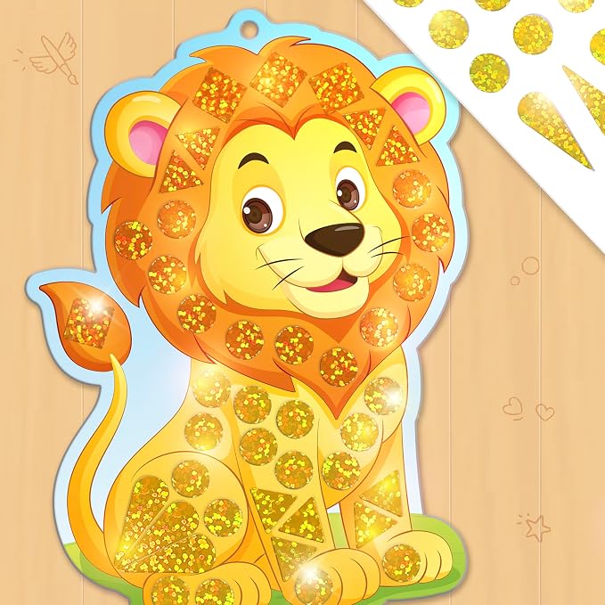 Imagimake Mirror Mosaic - Animals, 5 Templates, 450+ Stickers | Mess-Free Craft Activity, Screen-Free Creative Art Kit for Kids, Birthday Gift for Boys & Girls Ages 3,4,5,6,7 Years Old