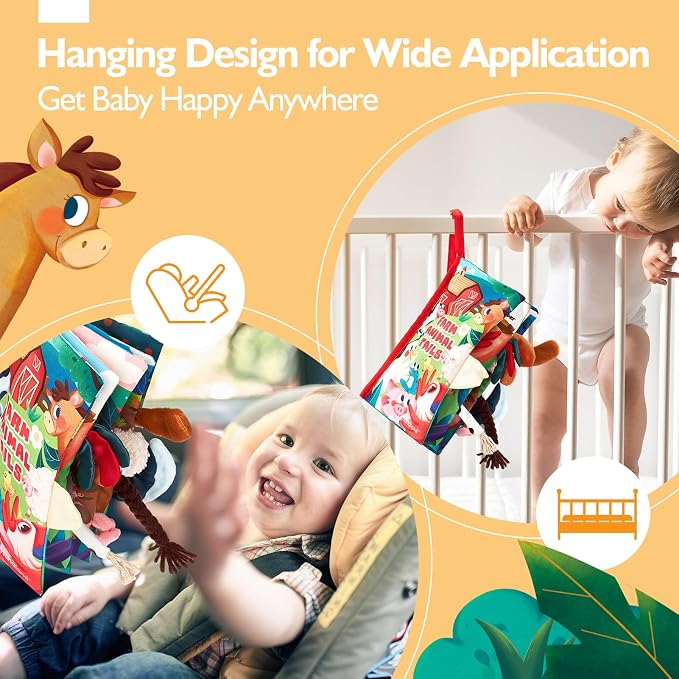 hahaland Baby Books 0-6 Months, Infant Tummy Time Sensory Toys | Touch Feel Book Gifts for Boy Girl 0-3-6-12 Month Baby Shower Birthday Easter Basket Stuffers 1PCS