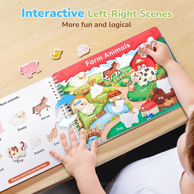 JoyCat Preschool Busy Book for Toddlers 3-5, Learning Activities, Educational Sensory Toys, Autism Learning Material, Back to School, Birthdays Presents for Boys Girls | 15 reusable themes with letters, numbers, colors and matching as autism learning m...
