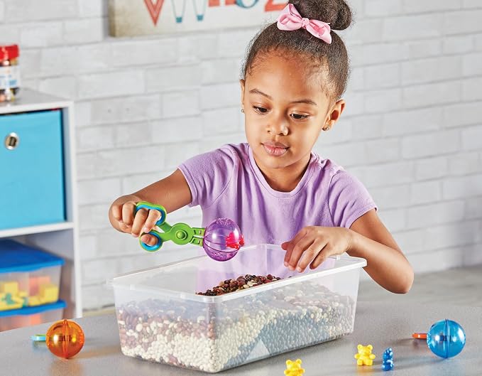 Learning Resources Handy Scoopers - Sensory Bin Sand Toys, Fine Motor, Montessori Kids, Plastic Tweezers, Homeschool Preschool Supplies, Gifts for Boys and Girls