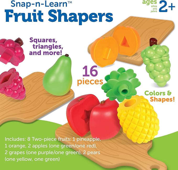 Learning Resources Snap-n-learn Fruit Shapers,Fine Motor Toy for Toddlers, Ages 2+