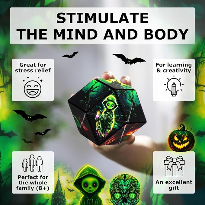 Shashibo DODECA Magnetic Puzzle Cube, Stress Relief Fidget Toy | 100+ Possible Shapes, Sensory Fidget Toy For Adults & Kids, Fun Shape Shifting Puzzle Box For All Ages