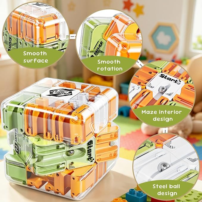 3D Maze Cube Toys for Adults Kids 5-8 8-12, Brain Teaser Fidget Sensory Toy, Magic Game Gifts for Boys Girls Birthday Easter Christmas Stocking Stuffers, Educational STEM Learning Puzzle