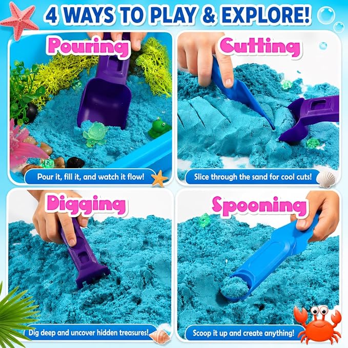 AGENTLAN Axolotl Sensory Bin with Sensory Sand, Axolotl Toys for Kids | Gift for boys and girls, sand kit for kids, sensory Toys for toddlers ages 3-8, indoor outdoor play