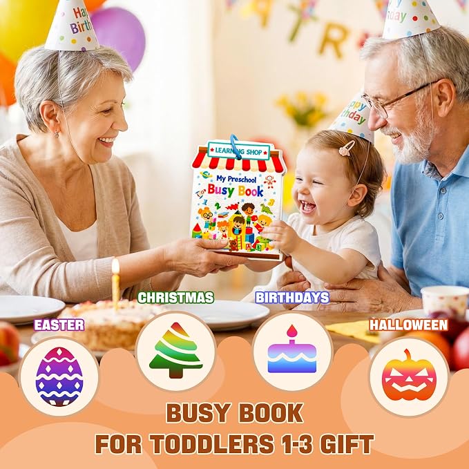 Activity Books for Toddlers 1-3|Felt Montessori Busy Book Learning Toys | Educational Busy Board for Toddlers 2-4|Preschool Color Sorting Toys for 2 year old|Sensory Baby Travel Toys Boys Girls Gift