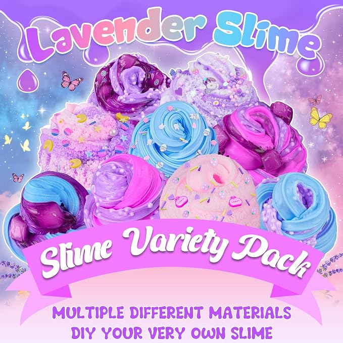 6-Pack Purple Slime Kit for Kids, Butter Cloud Squishy Birthday Gift Set | Halloween Christmas party favors, goodie bag stuffers, classroom prizes and sensory slime toys for boys and girls ages 4-10