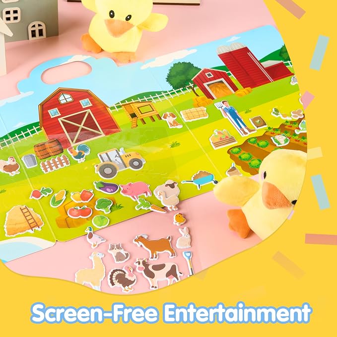 JOYIN Farm Animals Reusable Sticker Book for Toddlers, 3D Sticker Book for Kids 3 4 5, Travel Essentials, Airplane Activity Toys, Crafts Gifts, Birthday Gifts
