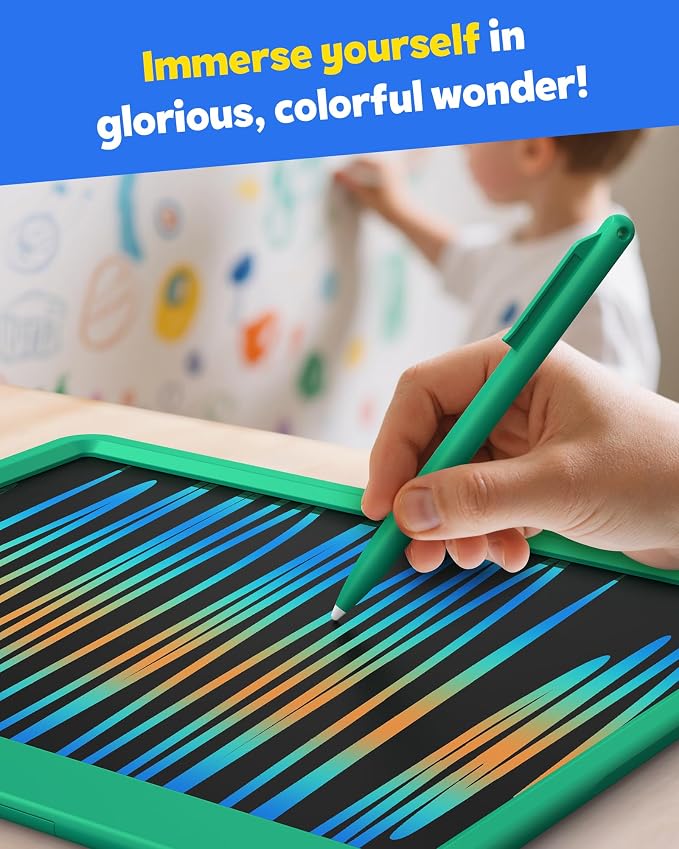 12 Inch LCD Writing Tablet for Kids, Coloring Drawing Pad, Mess Free Doodle Board, Airplane Travel Toys for Boys and Toddlers, Road Trip Essentials, Gifts for 3-8 Year Old Girls(DarkGreen)