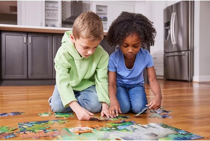 Crocodile Creek Jigsaw Puzzle, 36 Piece for Kids 3 Years and Up, Heavy-Duty Shaped Box for Storage, Finished Puzzle Size 18 x 24 inches, Wild Animals