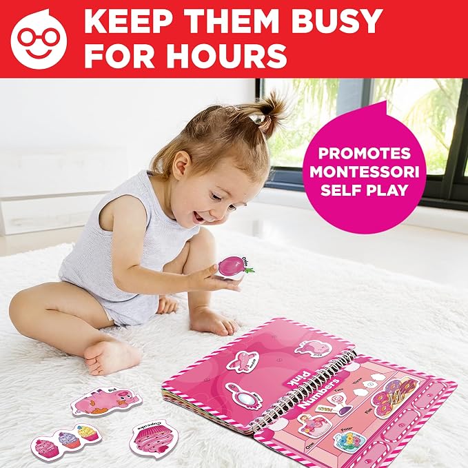 Doctor Jupiter My First Montessori Busy Book for Kids Ages 1-2-3 Year Old | Birthday Gift Ideas for Girls Ages 1,2,3, My First Montessori Busy Book, Toddler Learning Activities, Educational Travel Toy