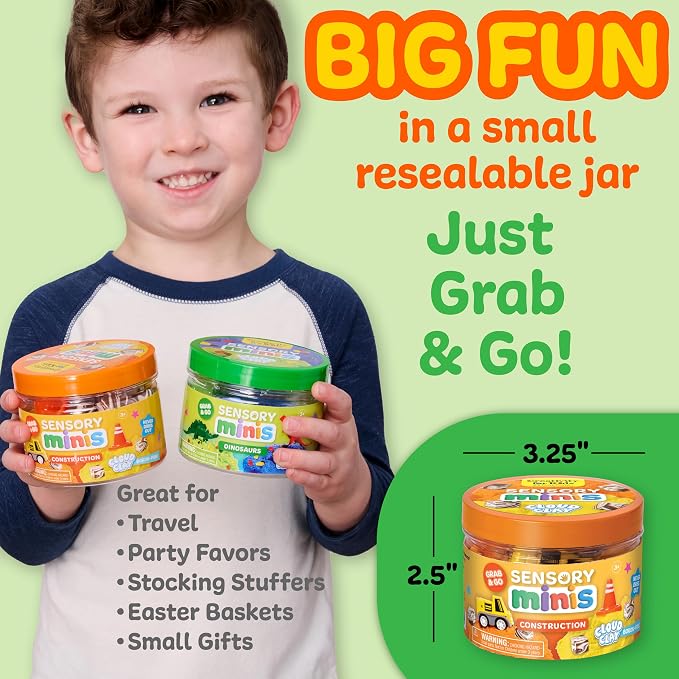 Creativity for Kids Sensory Minis Construction Kit | Cloud Clay Sensory Toy with Excavator for Kids | Summer Activities for Kids that are Mess-Free, Screen-Free Travel Toy (Ages 3+)