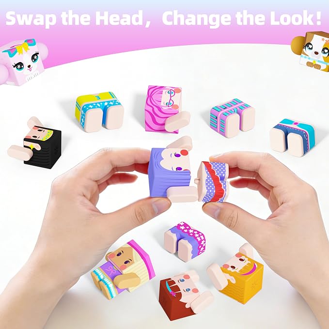 GobiDex Magnetic Travel Toys Figures Set with a Portable Tin for Girls 3+ | Princess Game, STEM Sensory, Doll House, Airplane Essential, Birthday Gift, Road Trip, Compatible, Poseable Animals & People