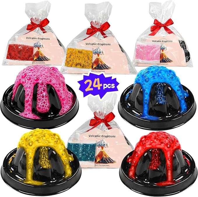 rifamee 24Pcs Volcano Eruption Science Kit Party Favor Experiments Gifts for 4-6 8-12 Age Boys and Girls Valentine's Day Christmas (Volcano 2, One Size)
