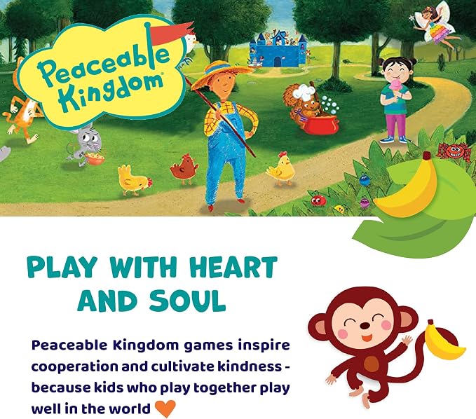 Peaceable Kingdom Monkey Around First Game for Toddlers Interactive play with Parent Ages 2+ | Active first game for toddlers—wiggle, hug and hop through 40 movement cards with a grown-up. Cooperative play, ages 2+
