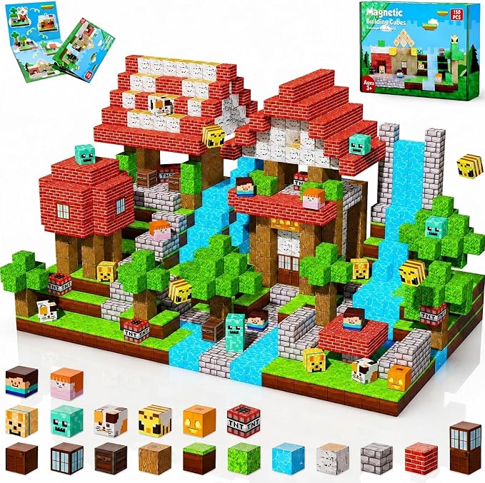 Magnetic Blocks-150PCS Magnetic Building Blocks, Magnetic Tiles Kids Build Magnetic Cubes Constructions Toys 2026 Upgraded STEM Game Outdoor Toys, Christmas Birthday Gifts for Boys & Girls Ages 3+