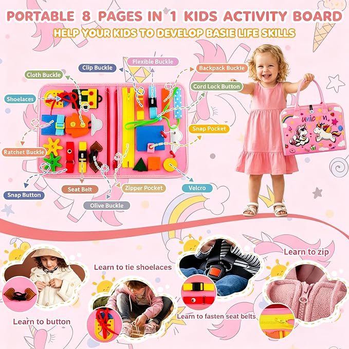 Busy Board Montessori Toys for Children,Felt Sensory Activity Board Sorting Toy for Kids
