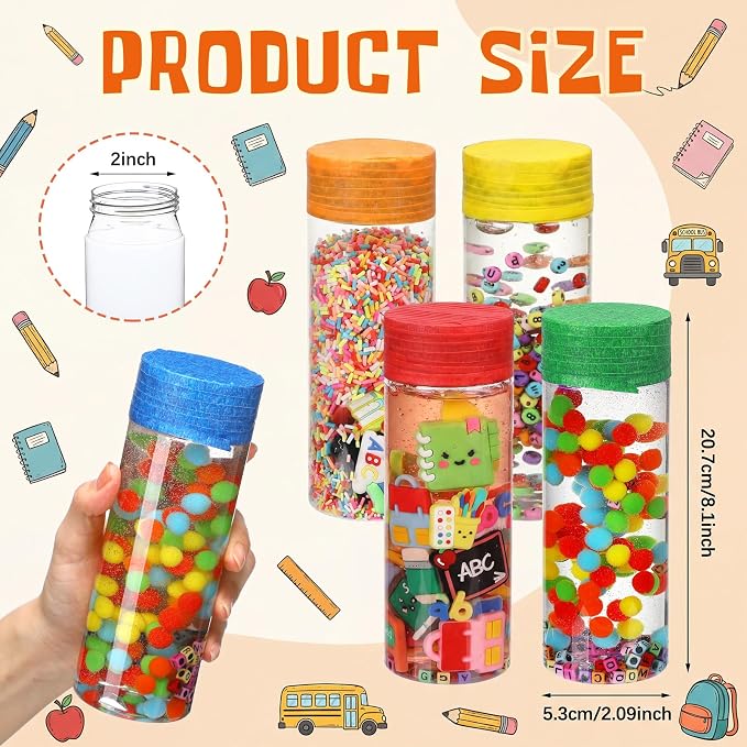146 Pcs Adult Sensory Bottles Filler Fine Kits Sensory Bin Items Counting Sorting Supplies for Office Education Activities Include Pom Poms Pen Scissors Notebooks