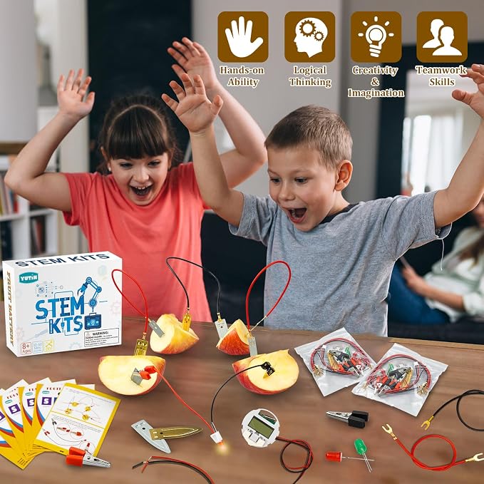 Science Kits for Kids Age 8-12, 6 Pack Fruit Battery Bulk STEM Circuit Kits | Science Experiment Projects for 2nd-5th Grade Classroom Activities, STEM Toys for 8 9 10 11 12 13 Year Old Gifts