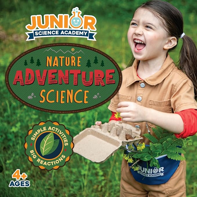 MindWare Junior Science Academy Nature Adventure Science Kit | Hands-on experiments kids set up and run themselves. Includes binoculars and scavenger hunt board. Ages 4+.