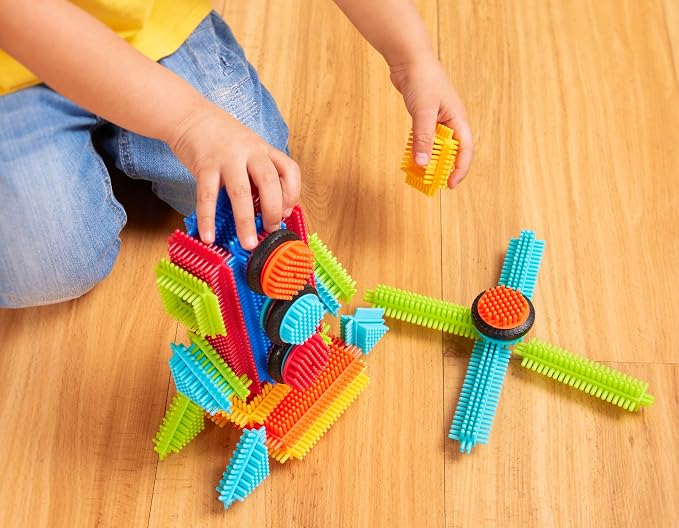 Battat Bristle Blocks Basic Builder Box, Interlocking Building Toys | 36-piece Bristle Blocks playset with functional wheels, soft edges, smooth surfaces, easy-connect bristles, 2+ Years