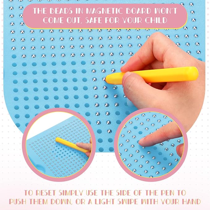 Yexiya 4 Pcs Magnetic Drawing Board for Kids, Toddler Travel Drawing Kit Magnet Sketch Thread Board with Stylus Pen and Beads Toy for Child Quiet Time Activities (7 x 8.5 Inches,Multicolor 6)