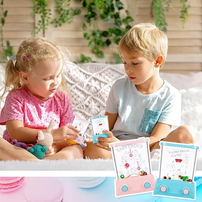 Gejoy 4 Pieces Water Games Handheld for Kid Small Retro Waterful Ring Toss Handheld Game Birthday Goodie Bags Stuffers School Classroom Prize Reward Pastime Car Toy Fidget for Boy Girl(Lively Style)
