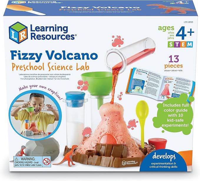 Learning Resources Fizzy Volcano - 13 Pieces, Ages 4+, Preschool Science Lab Kits, Experiments STEM Toys For Kids, Classroom Must Haves | Preschool Science Kits, Experiments for Kids, STEM Toys, Classroom Must Haves, 13 Pieces, Ages 4+