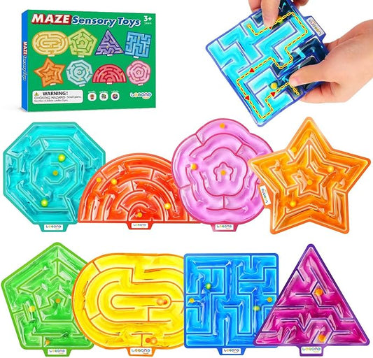 Sensory Toys Fidget Autism Toy for Kids: 8 Pack Gel-Filled Maze Squeeze Sensory Toys for Children - Calming Fidget Toys for Classroom