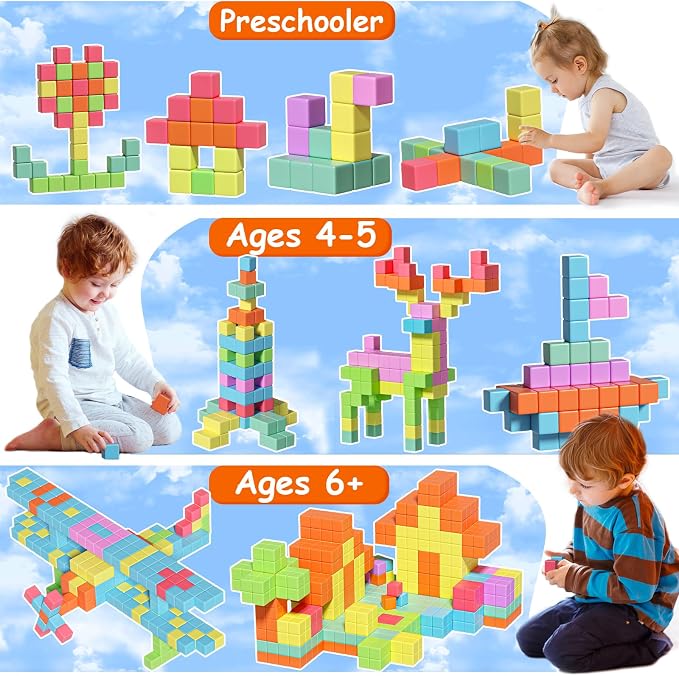 Apluses Magnetic Blocks, Magnet Building Cubes for Kids Ages 3-5, STEM Educational Sensory Autism Montessori Preschool Toys, Gifts for Kids Ages 4-8 Year Old Boys and Girls