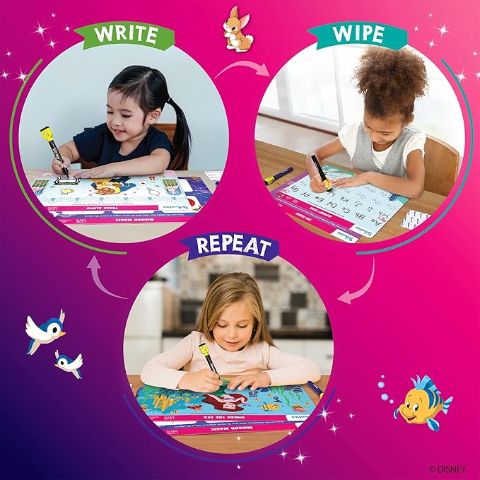 Skillmatics I Can Write – Disney Princess, Preschool Learning Activity Toy | Reusable Educational Write and Wipe Mats, Handwriting Aids, Screen-Free, Gift for Toddlers & Preschoolers Ages 3, 4, 5, 6